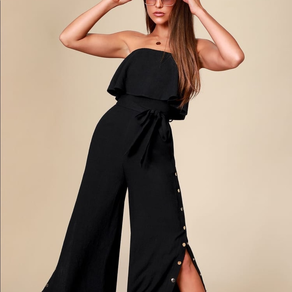 Lulus black strapless jumpsuit nwot